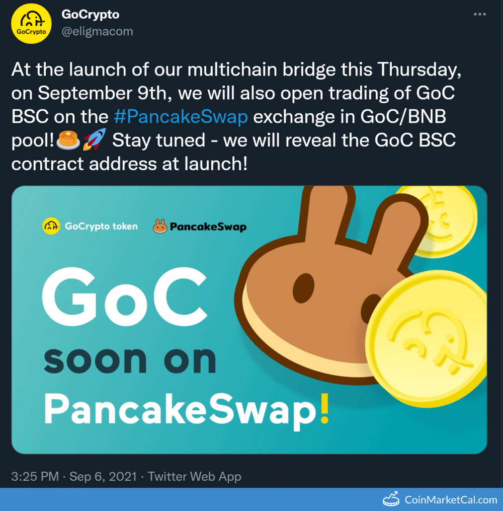 GoCrypto (GOC) PancakeSwap Listing