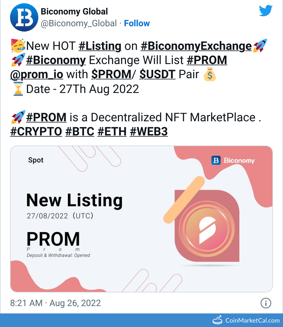 PROM Prom Price Today, Live Coin Chart & USD/USDT Rates | DropsTab