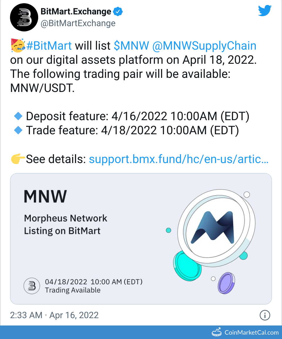 MNW Morpheus Network Price Today, Live Coin Chart & USD/USDT Rates |  DropsTab