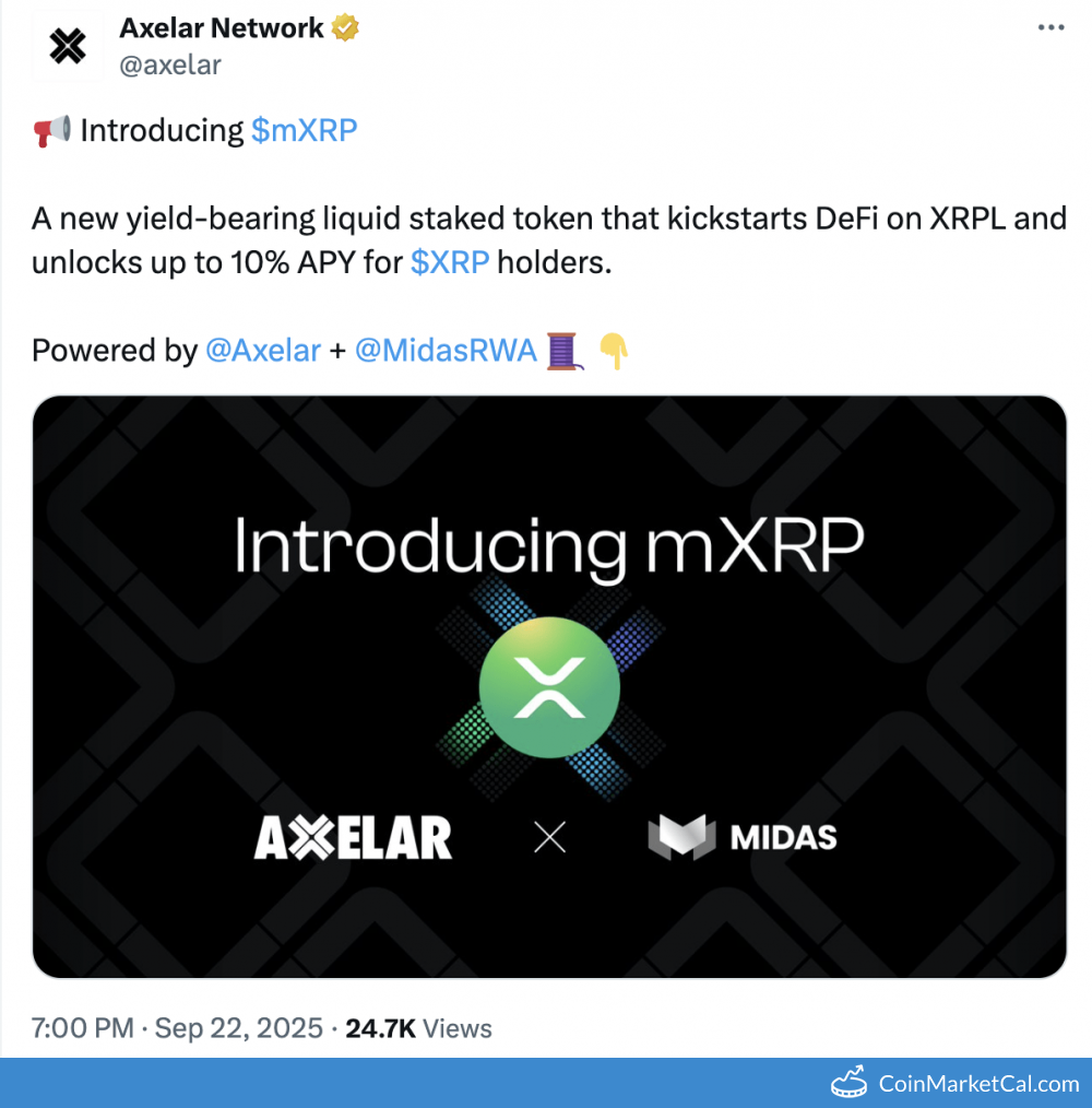 Axelar (AXL): MXRP Launch (Sep 22, 2025) | CoinMarketCal