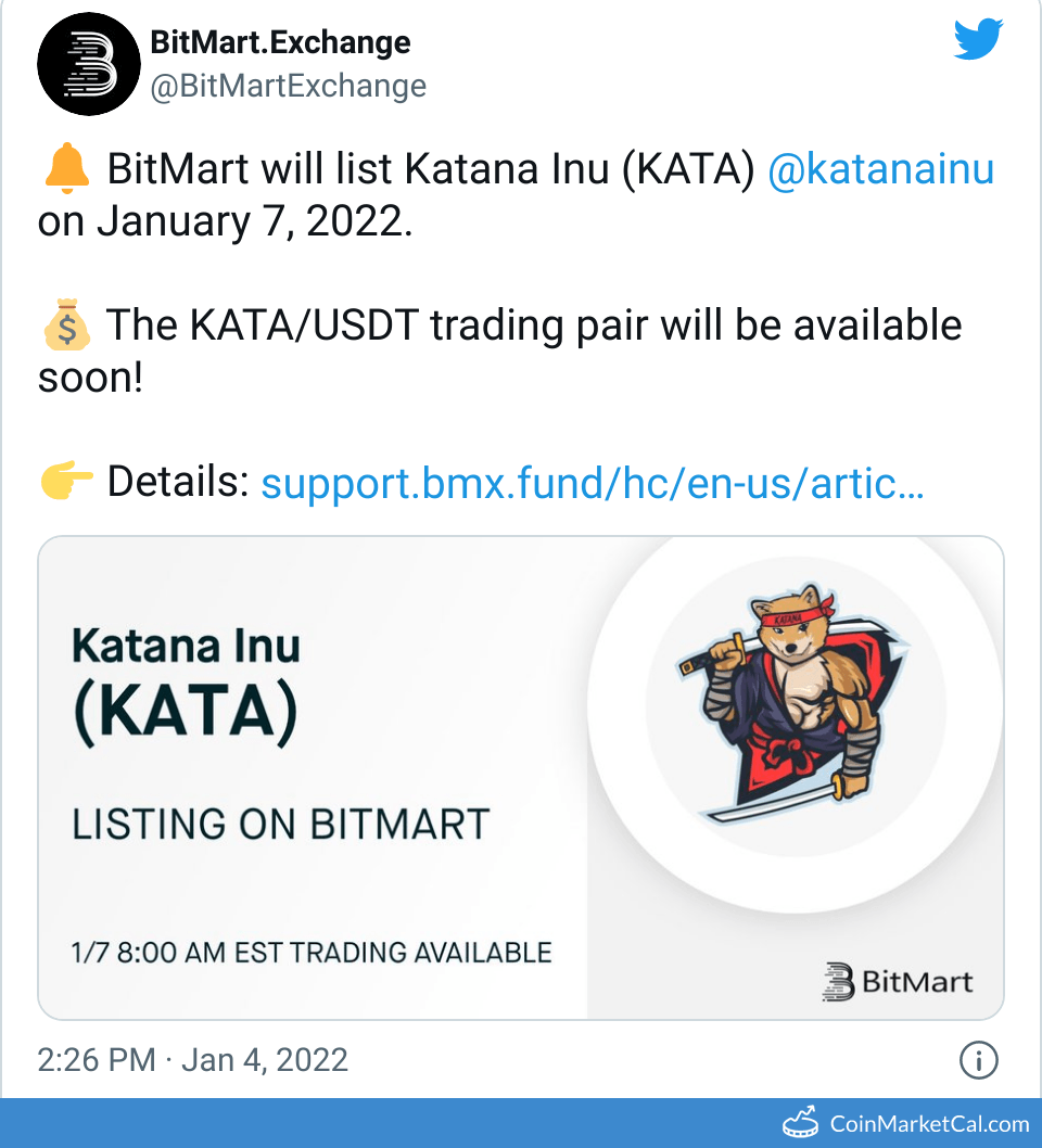 KATA Katana Inu Price Today, Live Coin Chart & USD/USDT Rates | DropsTab