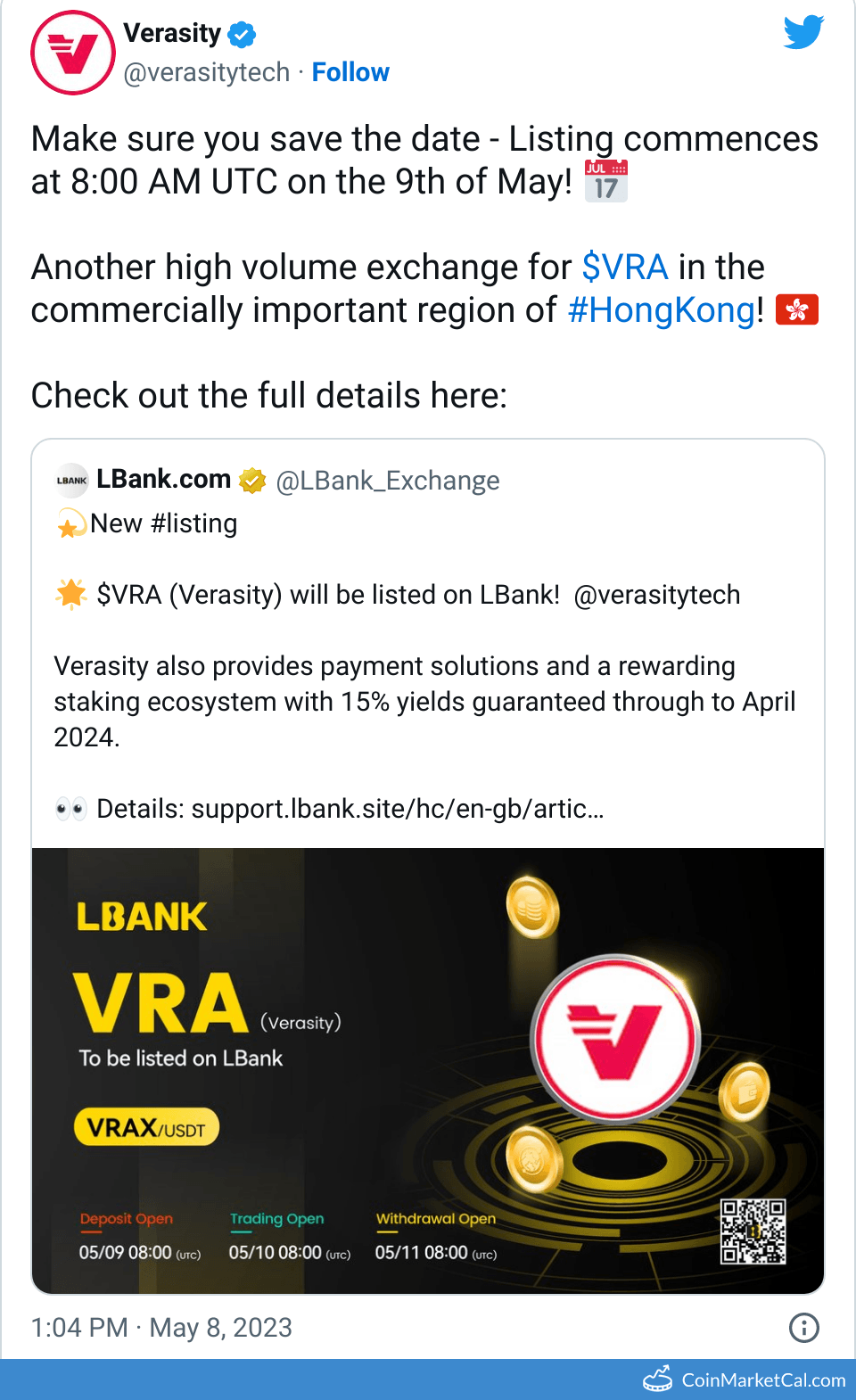 VRA Verasity Price Today, Live Coin Chart & USD/USDT Rates | DropsTab