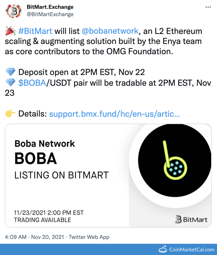 BOBA Boba Network Price Today, Live Coin Chart & USD/USDT Rates | DropsTab