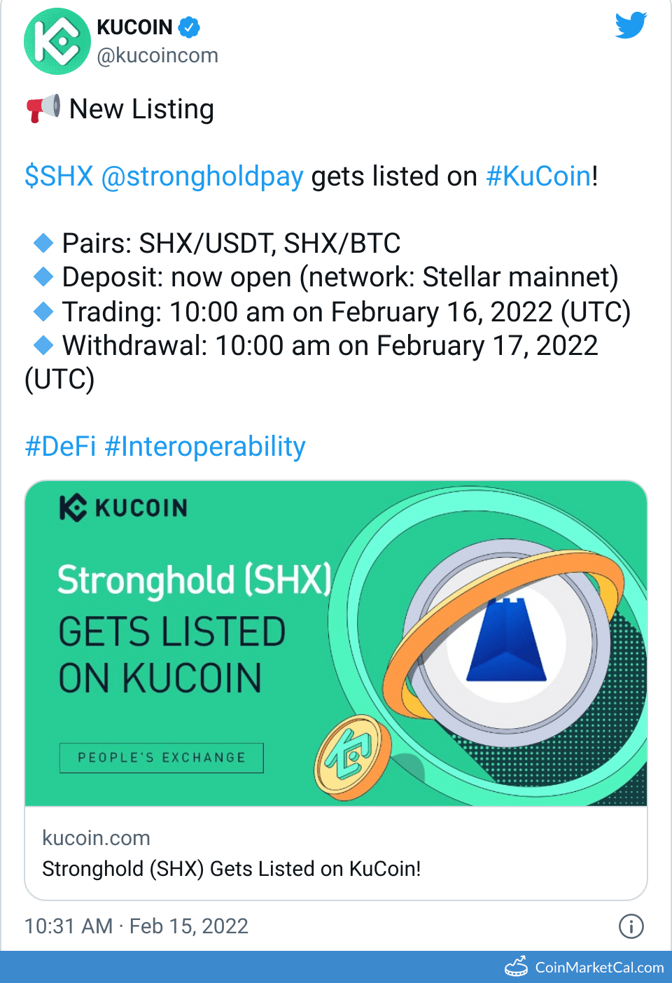 Stronghold (SHX) - 쿠코인 상장