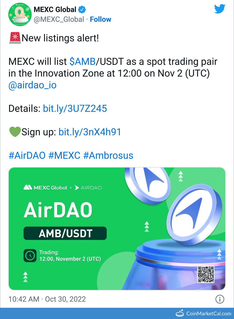 AMB Ascendia (ex AirDAO) Price Today, Live Coin Chart & USD/USDT Rates |  DropsTab