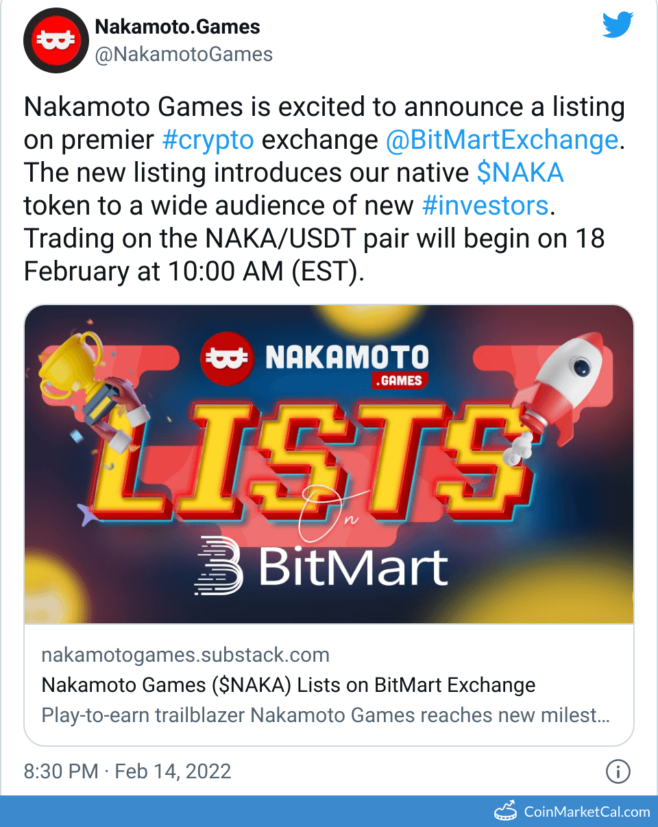 Nakamoto Games NAKA Token Unlocks, Vesting Schedule & Tokenomics | DropsTab