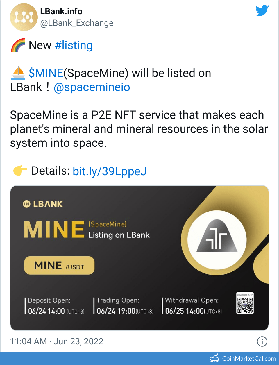 SpaceMine LBank Listing