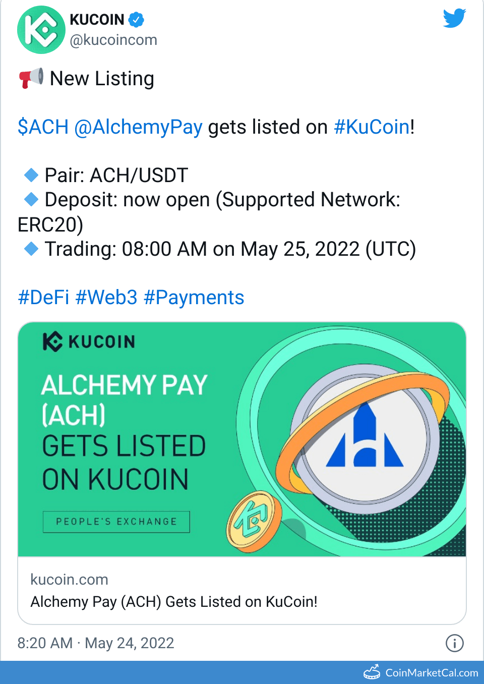 ACH Alchemy Pay Price Today, Live Coin Chart & USD/USDT Rates | DropsTab
