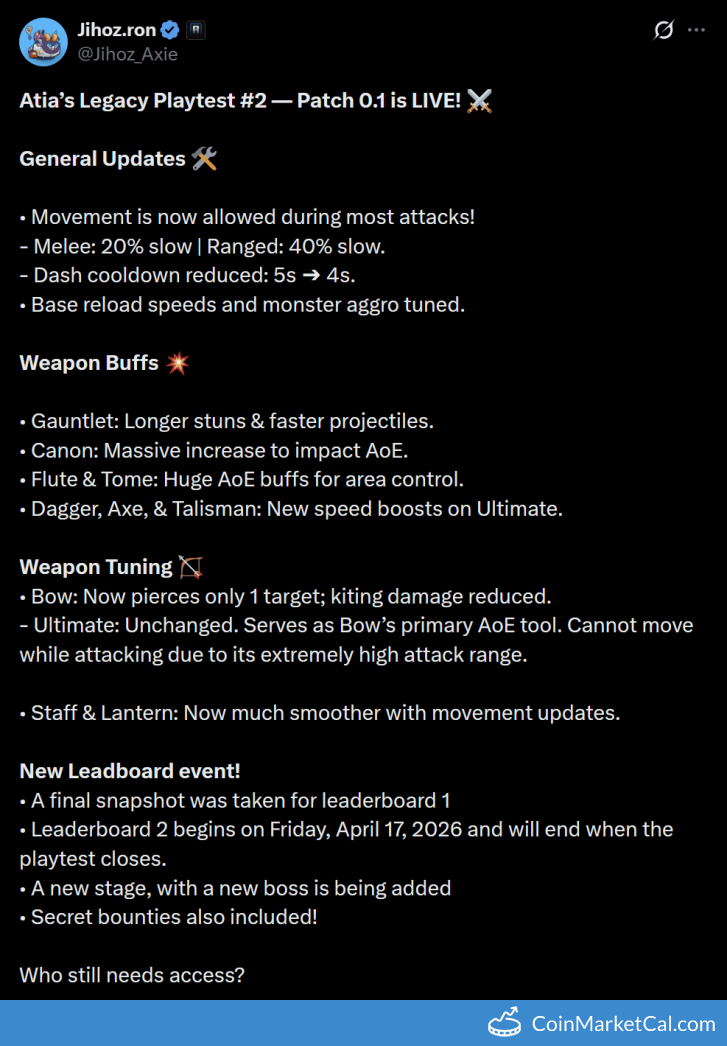 Playtest #2 Patch 0.1 announcement