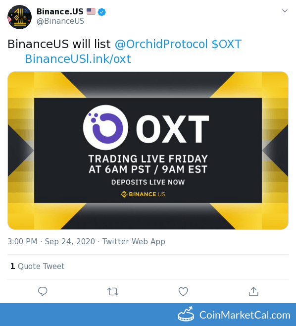 Orchid Protocol Oxt Binance Us Listing