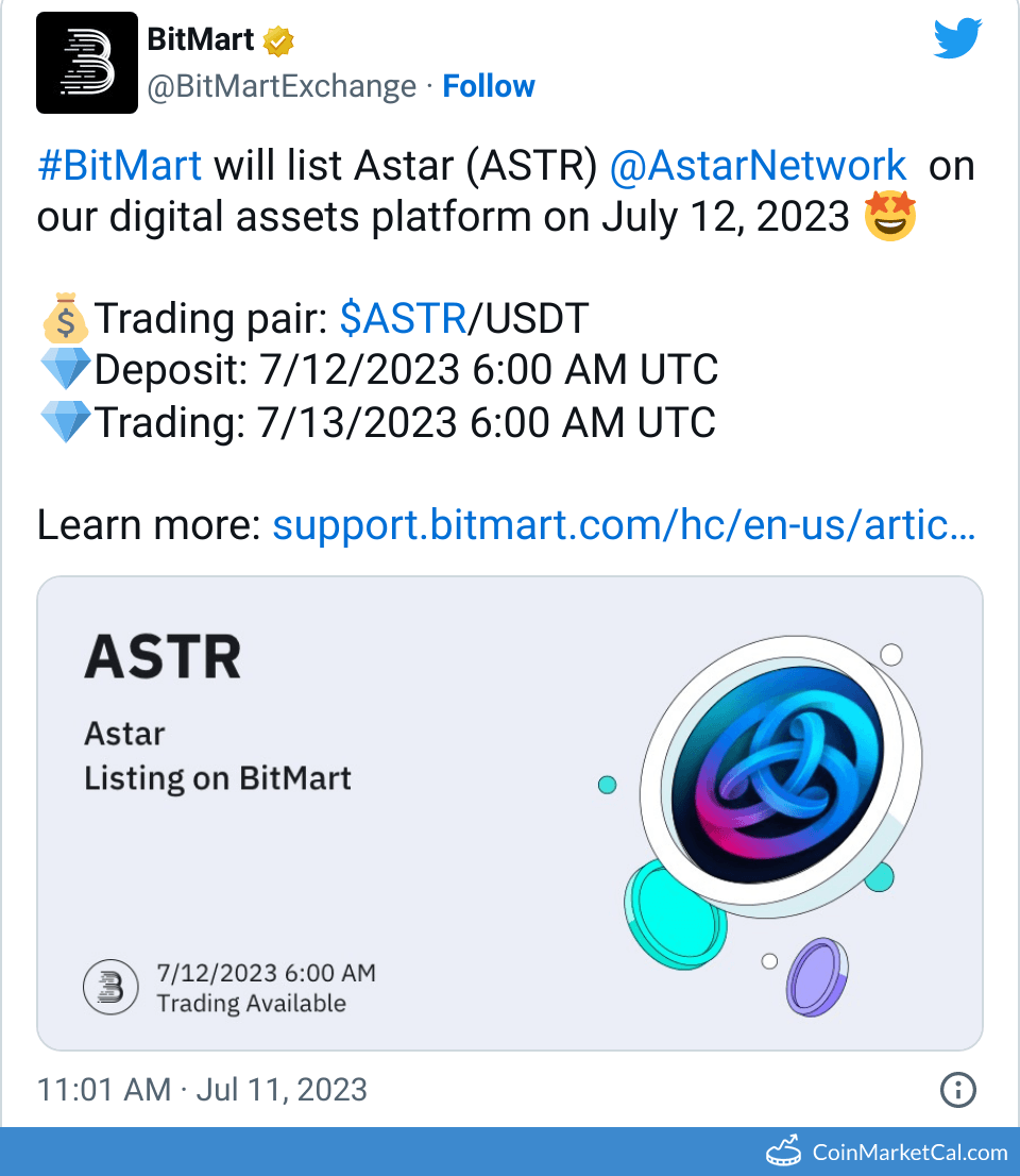 ASTR Astar Price Today, Live Coin Chart & USD/USDT Rates | DropsTab