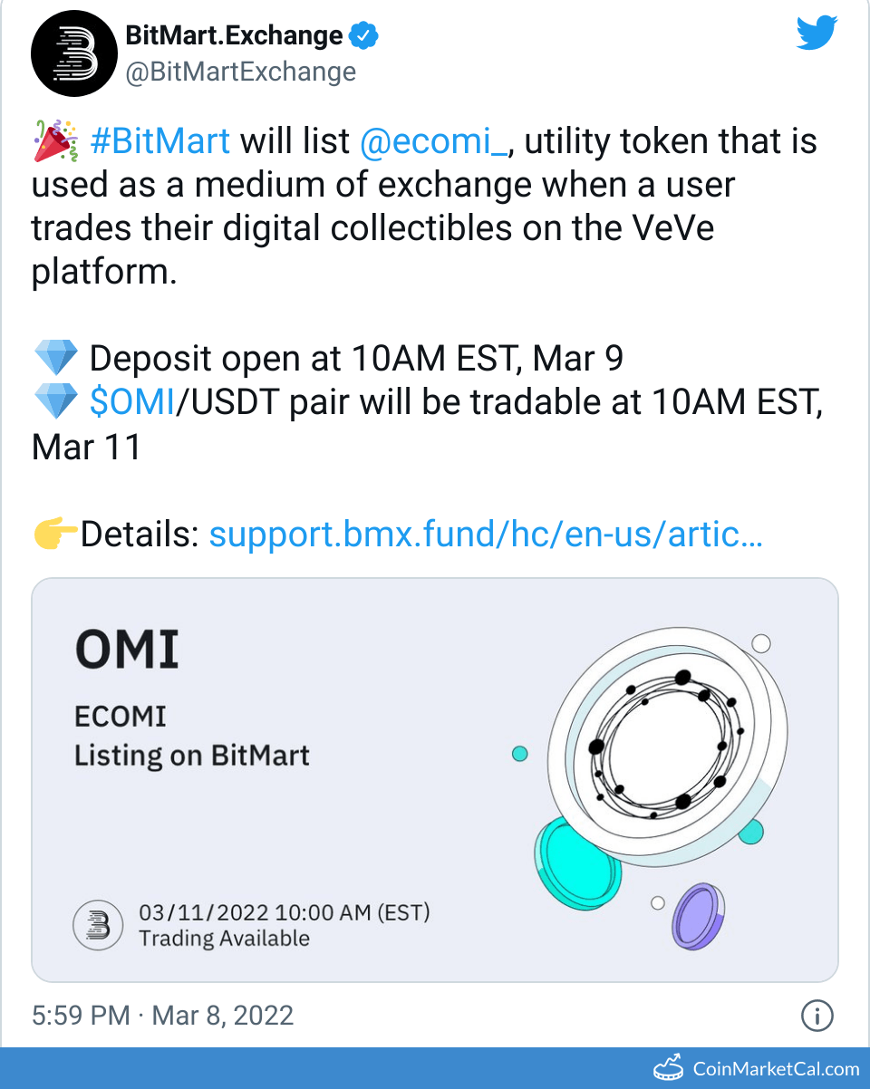 OMI ECOMI Price Today, Live Coin Chart & USD/USDT Rates | DropsTab