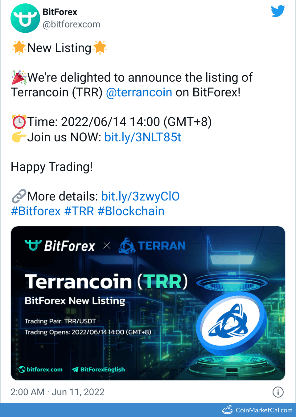 Terran Coin Bitforex Listing