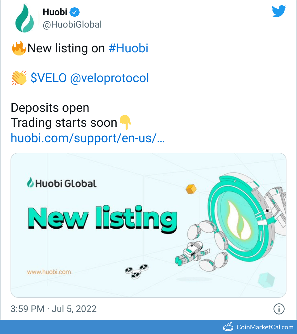 Velo Huobi Global Listing