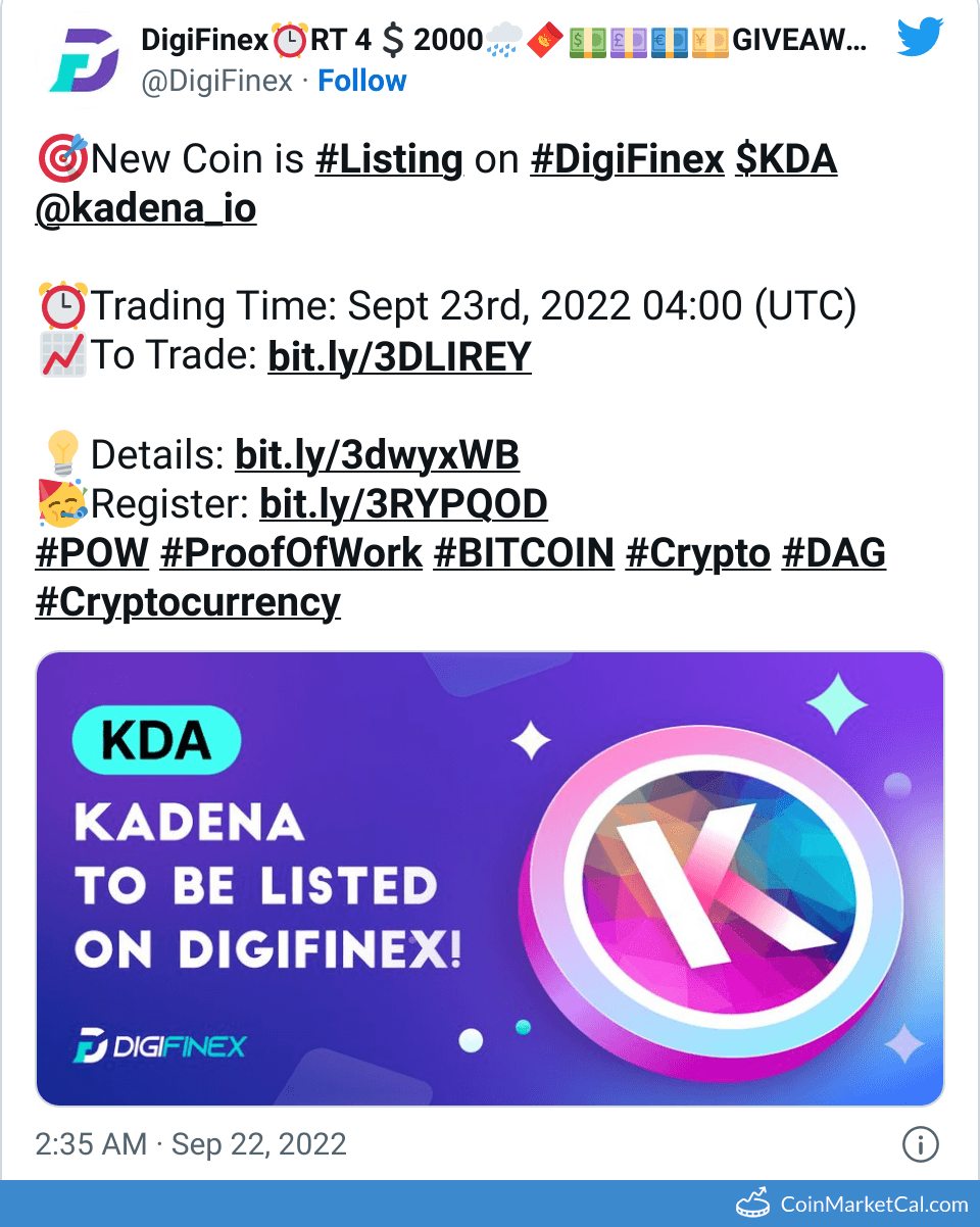 KDA Kadena Price Today, Live Coin Chart & USD/USDT Rates | DropsTab