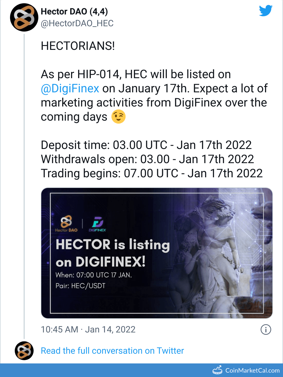 HEC Hector Finance Price Today, Live Coin Chart & USD/USDT Rates | DropsTab