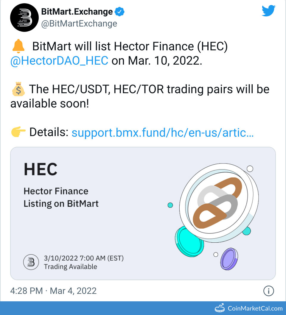 Hector Finance HEC Project Profile & Token Activities | DropsTab