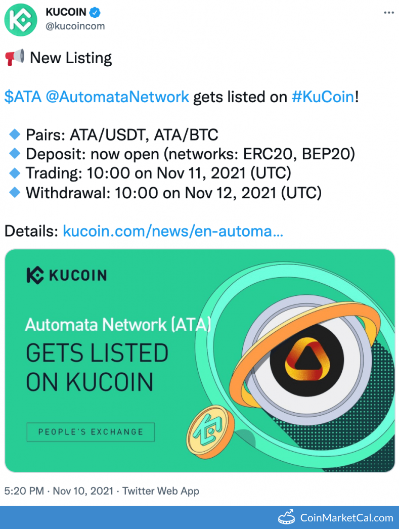 ATA Automata Price Today, Live Coin Chart & USD/USDT Rates | DropsTab