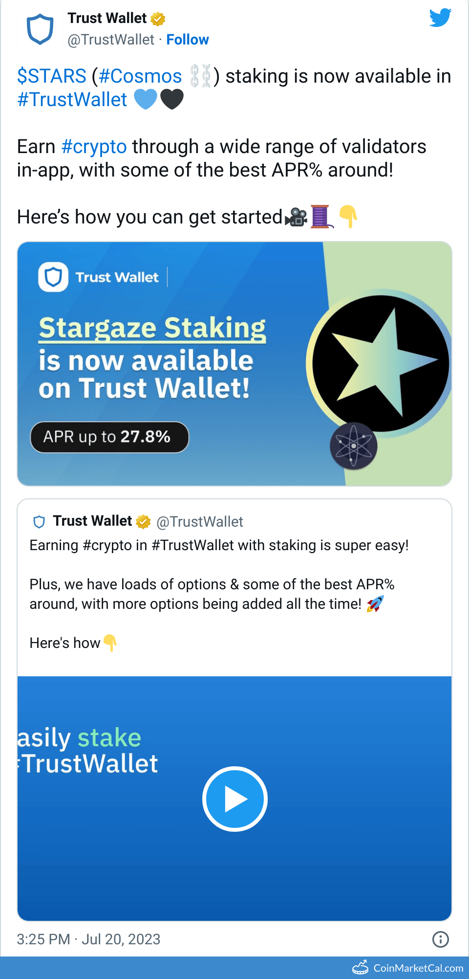 Stargaze (STARS) - 트러스트 월렛 스테이킹