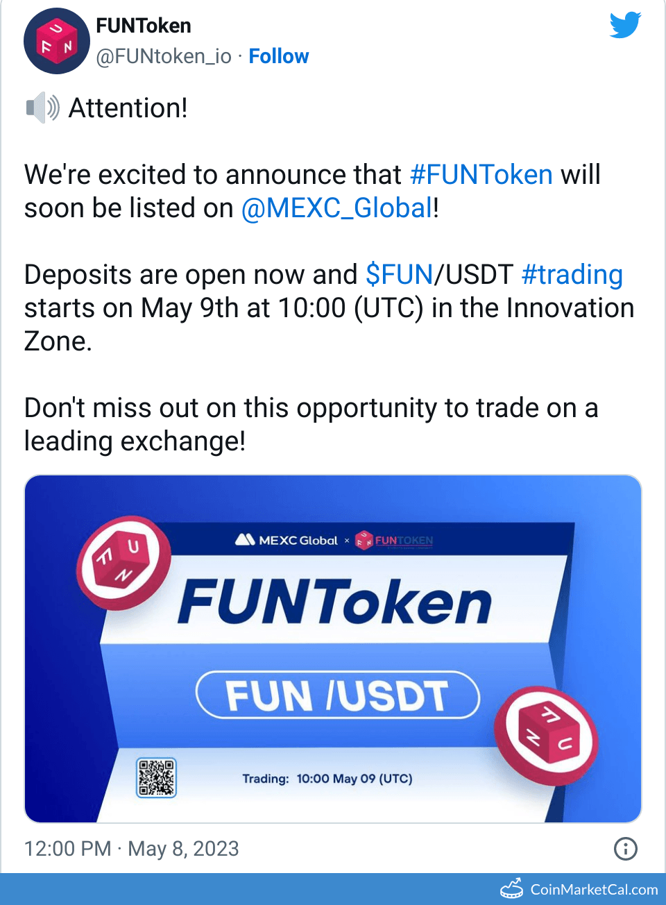 FUN FUNToken Price Today, Live Coin Chart & USD/USDT Rates | DropsTab