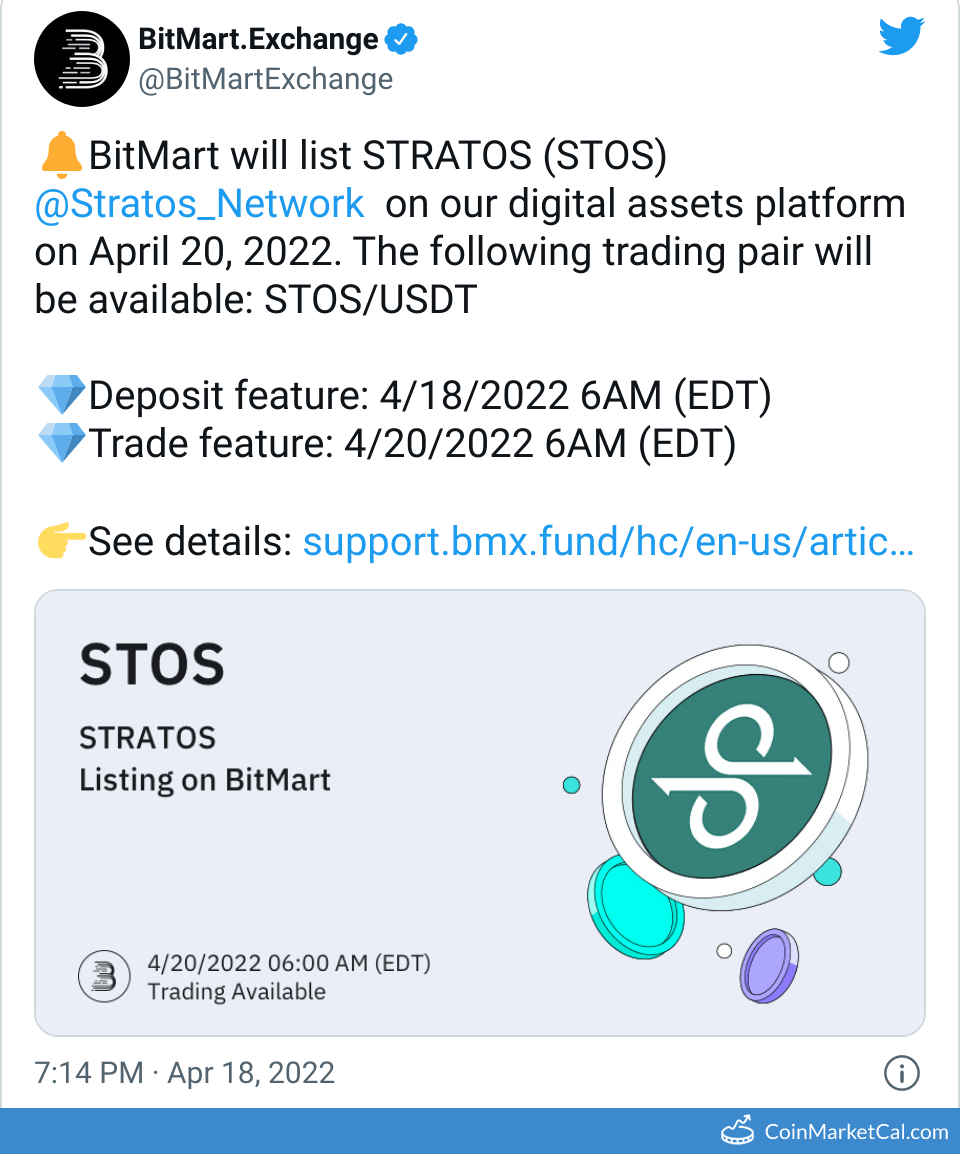STOS Stratos Price Today, Live Coin Chart & USD/USDT Rates | DropsTab