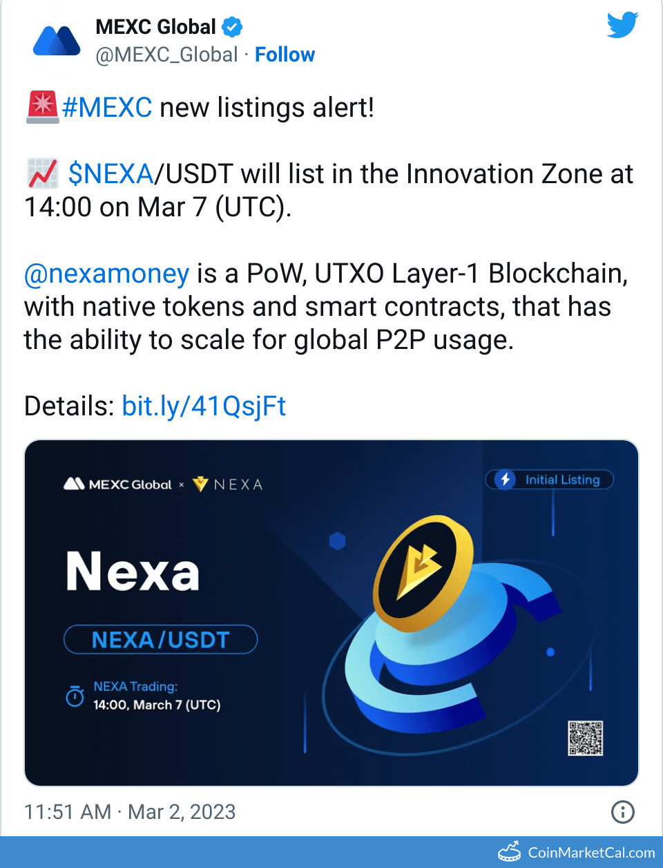 NEXA Nexa Price Today, Live Coin Chart & USD/USDT Rates | DropsTab