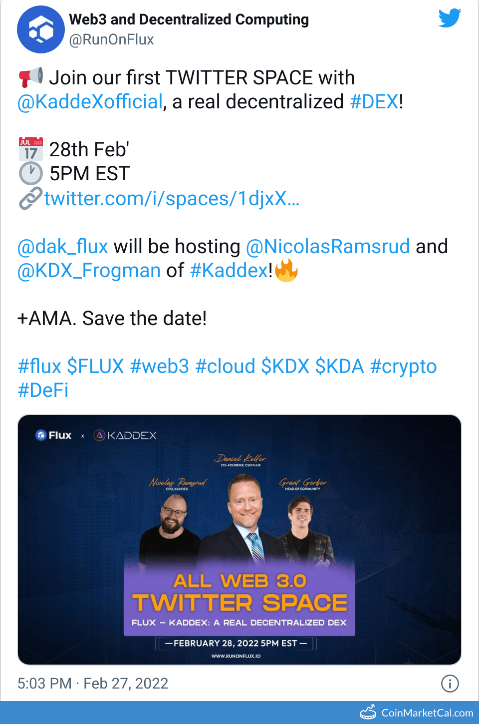 Flux (FLUX) - Twitter Space с Kaddex