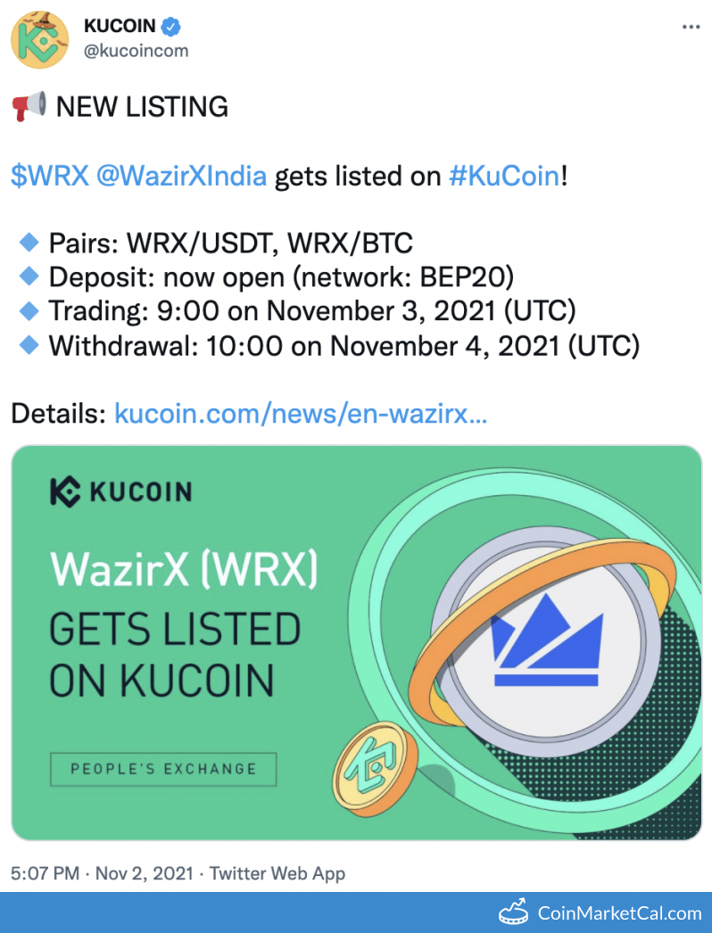 WazirX (WRX) - 쿠코인 상장