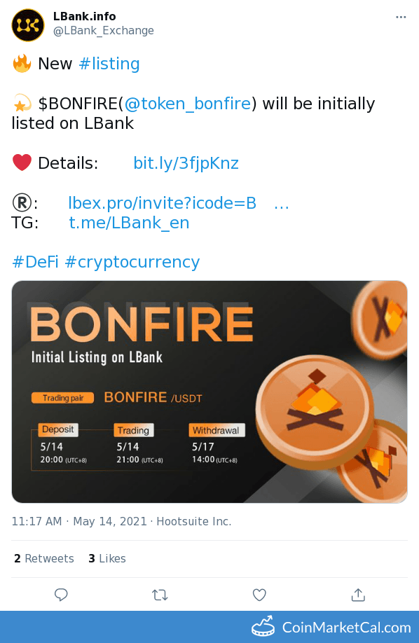 Bonfire (BONFIRE) Lbank Listing