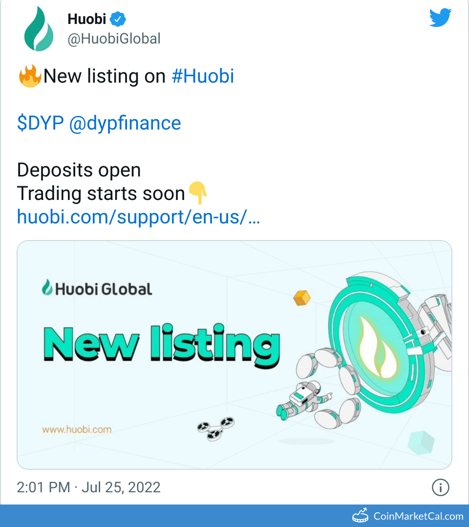 DeFi Yield Protocol Huobi Global Listing