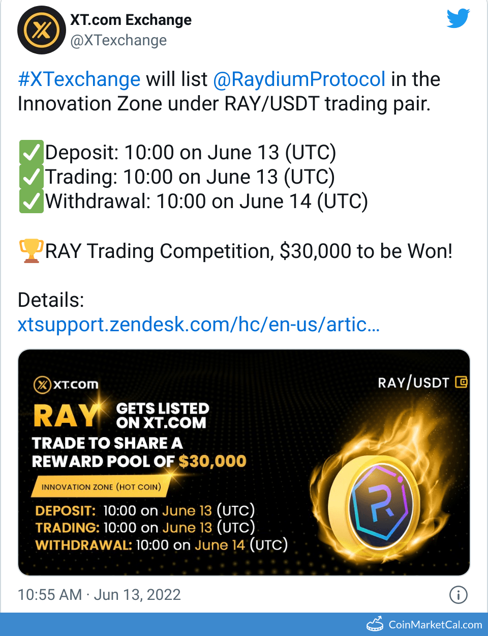 Raydium XT.COM Listing