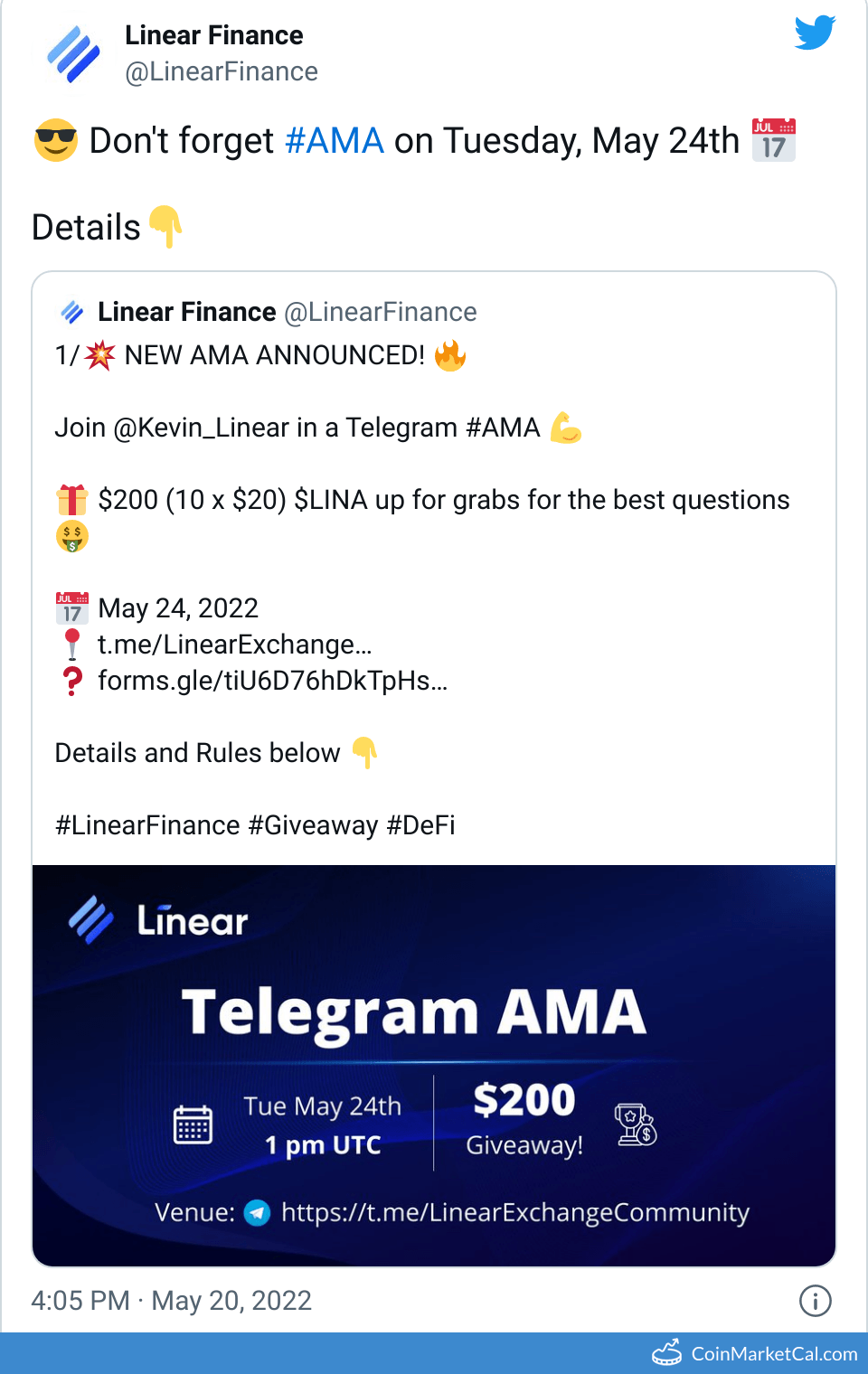 LINA Linear Price Today, Live Coin Chart & USD/USDT Rates | DropsTab